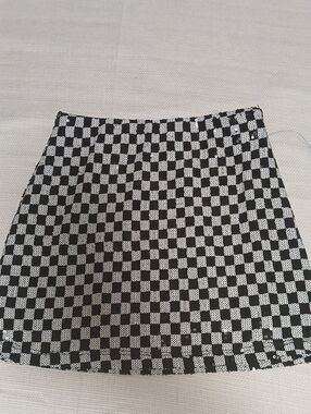 Black & White Checkerboard Mini Skirt - Unbranded